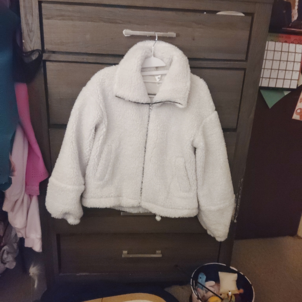 LULULEMON ATHLETICA Cinchable Fleece Zip Up - Bone Size 2 - Picture 10 of 16